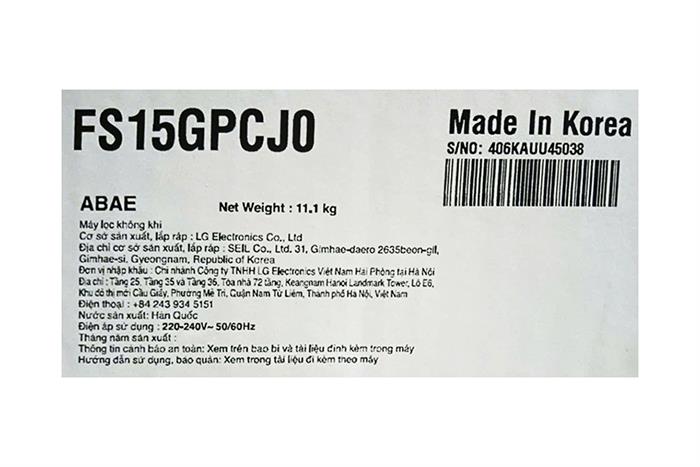 Máy lọc không khí kết hợp quạt và sưởi LG PuriCare AeroTower FS15GPCJ0.ABAE 40W